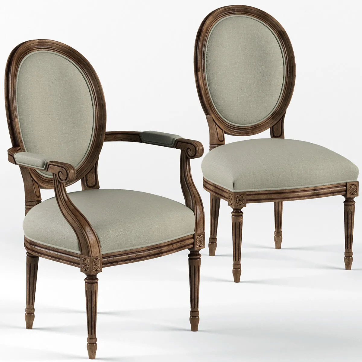 furniture – Chatton French Country Flax Linen Brown Ash 3D Model