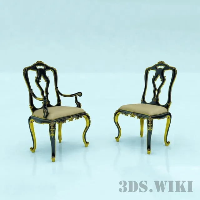 furniture – Chelini chairs with and without armrest 3D Model