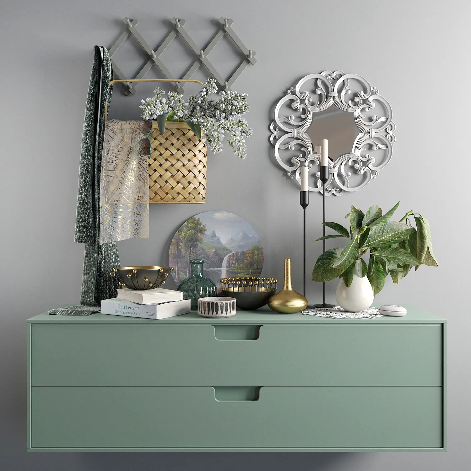 furniture – Chest of drawer with decorative set 02 3D Model furniture – Chest of drawer with decorative set 02 3D Model