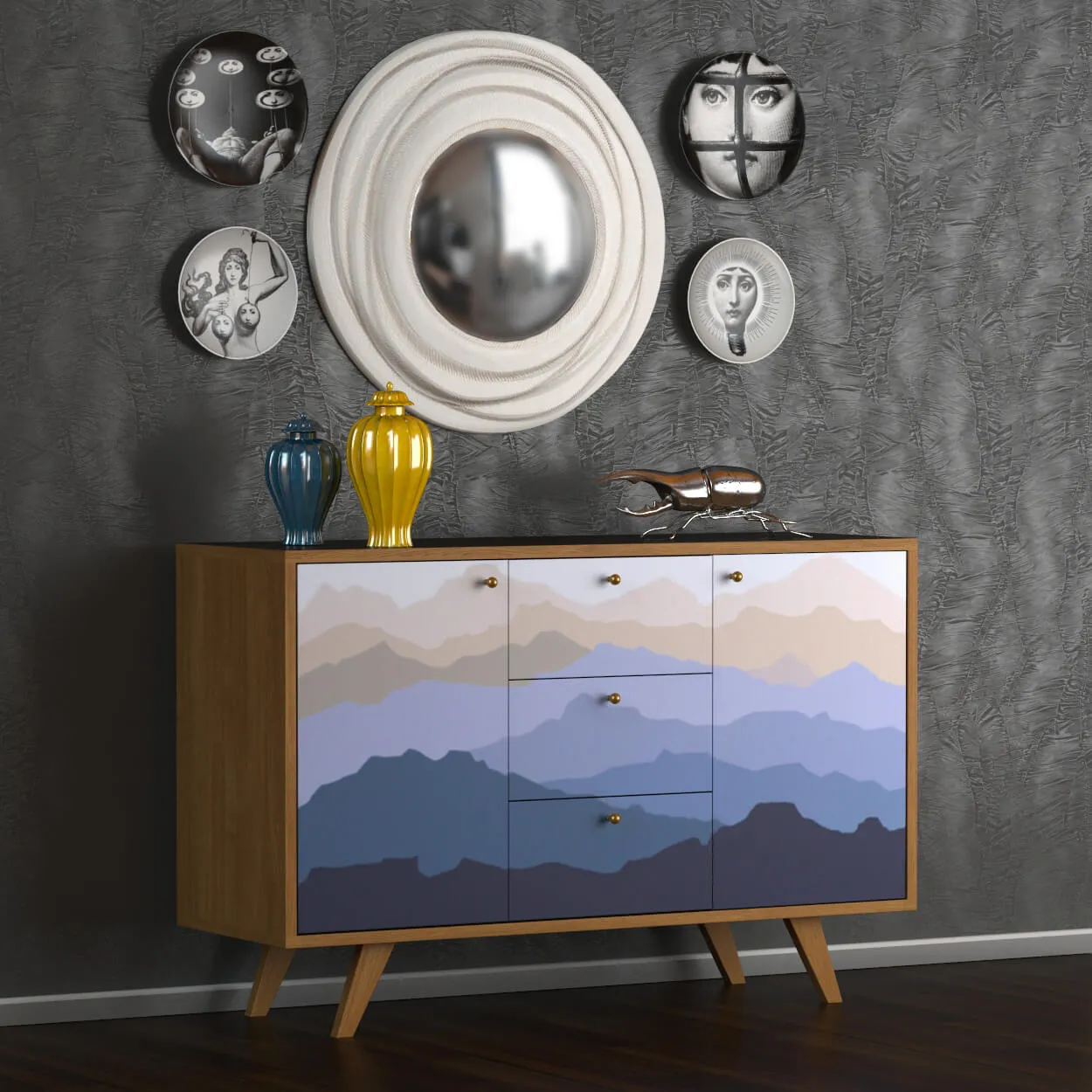 furniture – Chest of drawer with mirror and decor set 01 3D Model furniture – Chest of drawer with mirror and decor set 01 3D Model