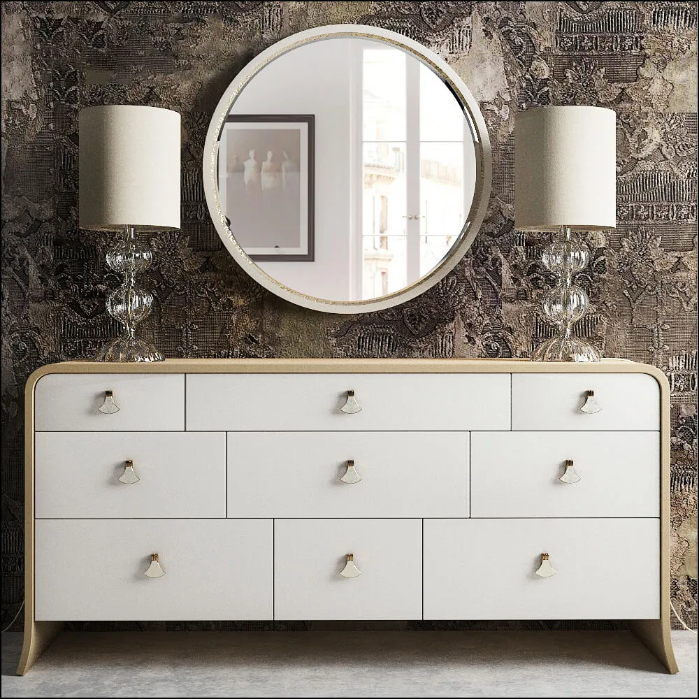 furniture – Chest of drawer with table lamps and mirror 5 3D Model furniture – Chest of drawer with table lamps and mirror 5 3D Model