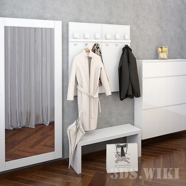 furniture – Chest of drawers clothes rack and mirror 3D Model