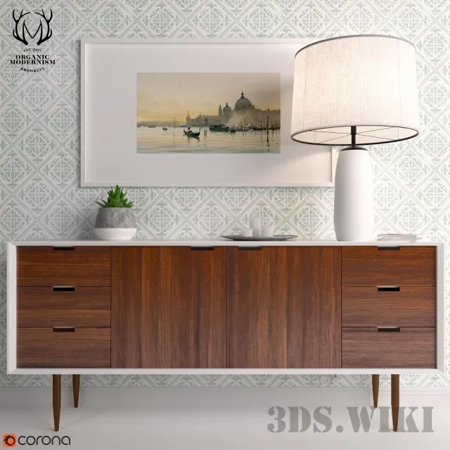 furniture – Chest of drawers Siena with decorative set 3D Model