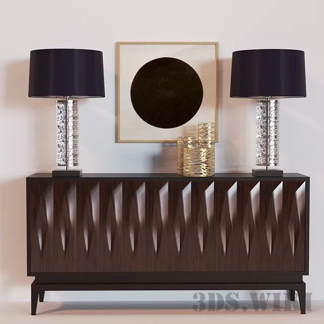 furniture – Chest of drawers with table lamps and other decorative elements 3D Model