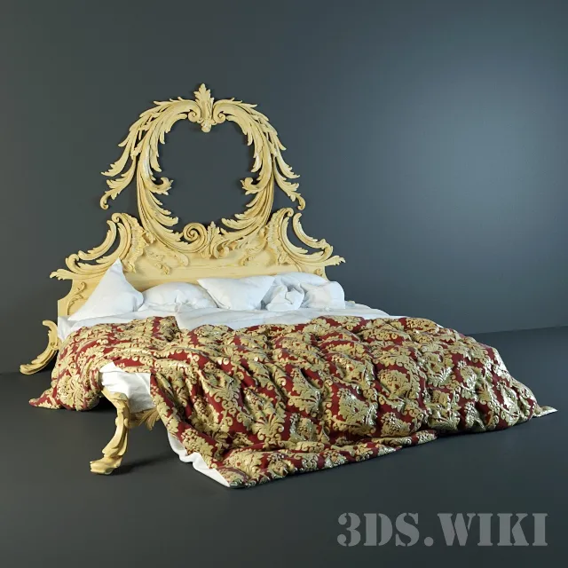 furniture – Chic classic bed with linens 3D Model