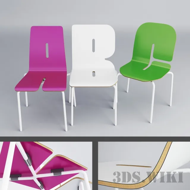 furniture – Children’s chairs with letters 3D Model