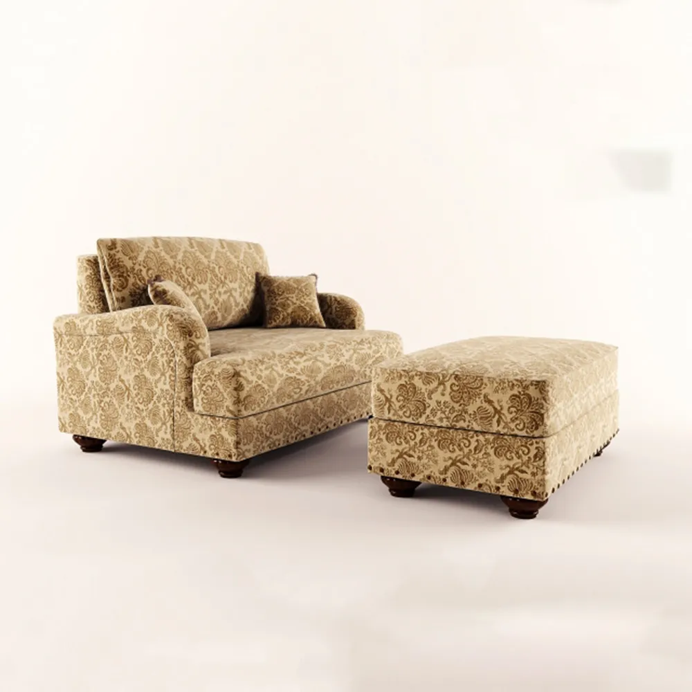 furniture – Classic armchair with ottoman 3D Model