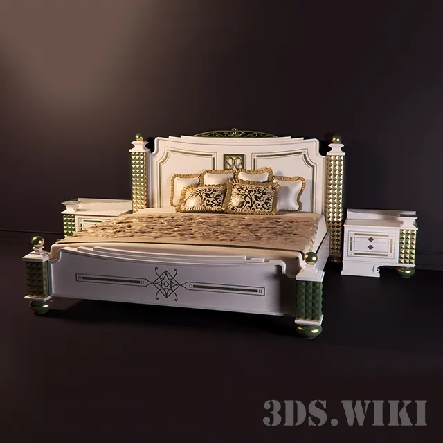 furniture – Classic bed and bedside tables 3D Model