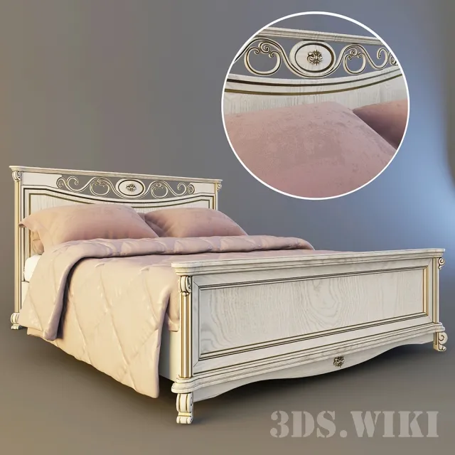 furniture – Classic bed with wood frame 3D Model