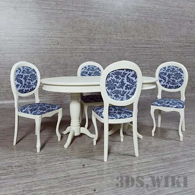 furniture – Classic Dining Table and Chair 3D Model