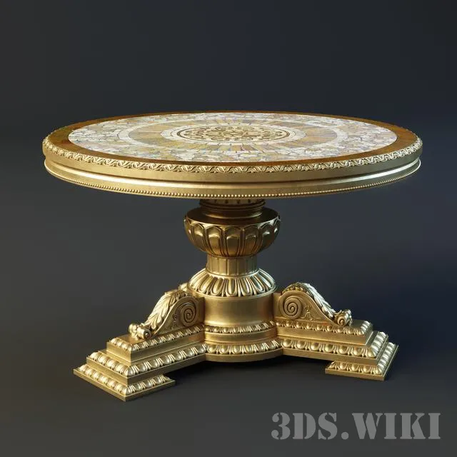 furniture – Classic golden table 3D Model