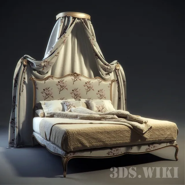 furniture – Classic plush double bed 3D Model