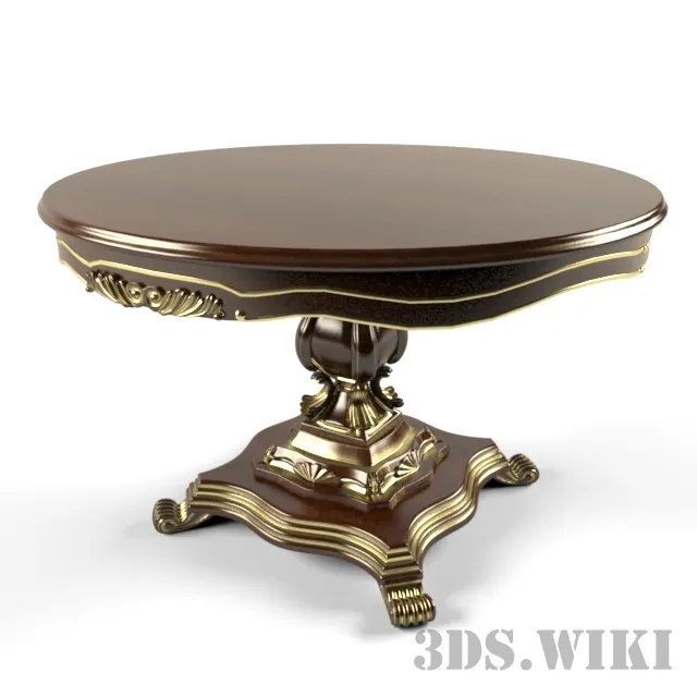 furniture – Classic round table made of wood 3D Model