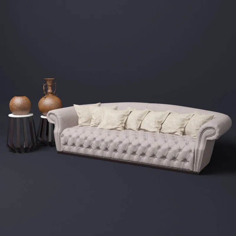 furniture – Classic sofa with pillows 3D Model