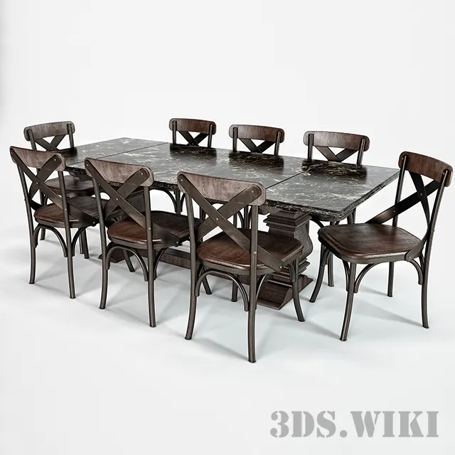 furniture – Classic table with chairs 3D Model