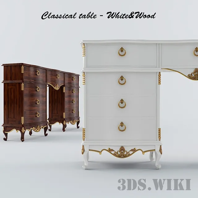 furniture – Classic wooden and white chest of drawers 3D Model