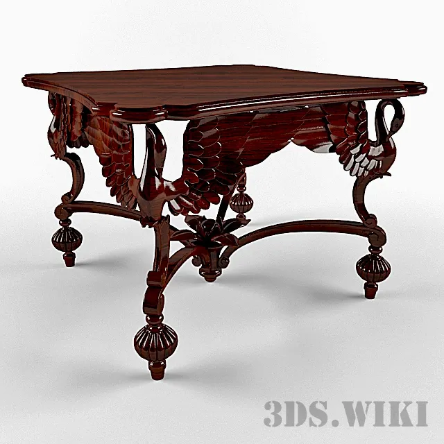 furniture – Classic wooden table with patterns 3D Model
