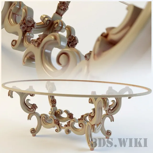 furniture – Classic writing glass table 3D Model