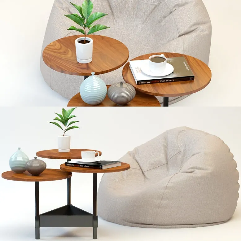 furniture – Coffee table and poof 3D Model