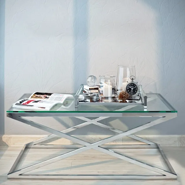 furniture – Coffee table Criss Cross by Eichholtz with decor 3D Model