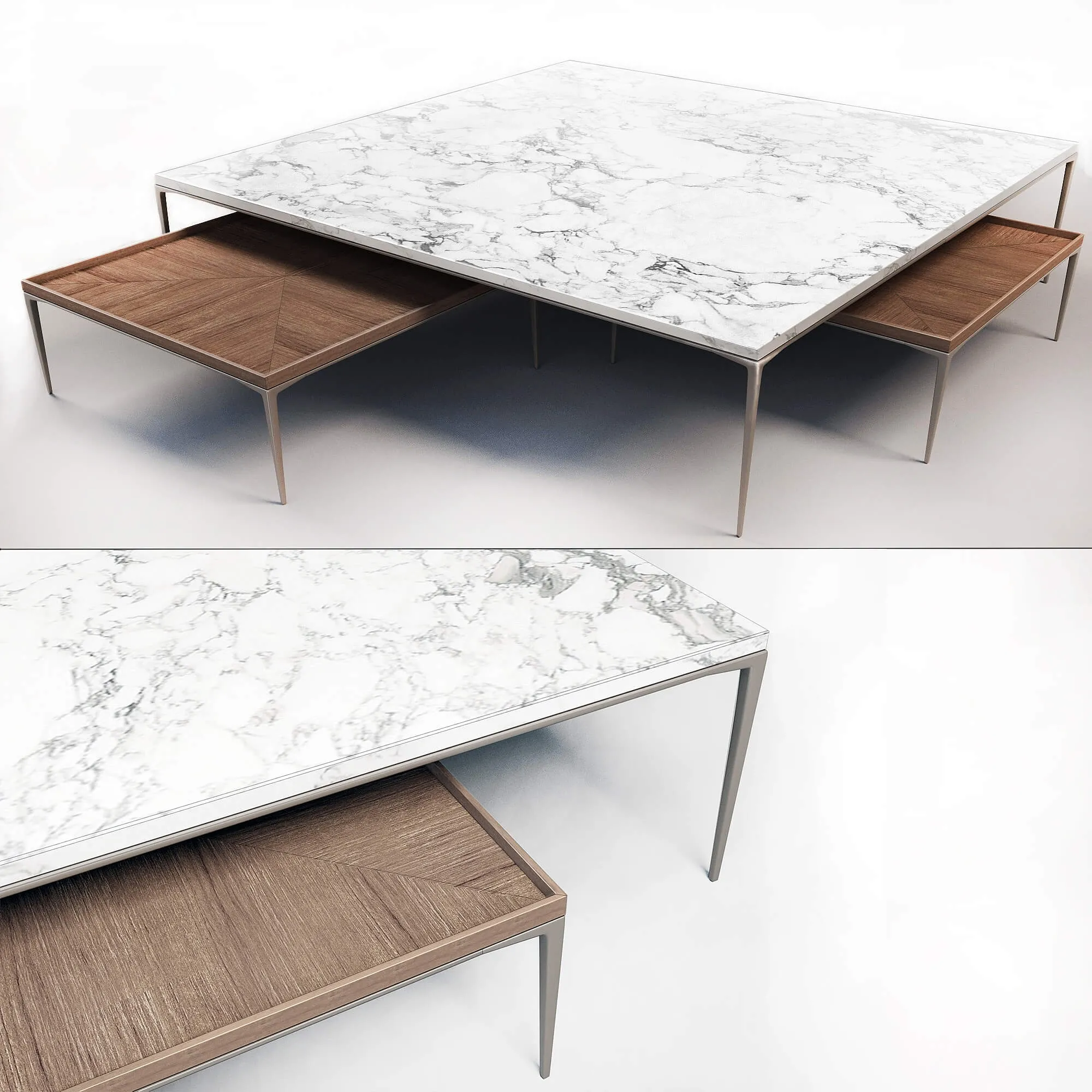 furniture – Coffee tables – Walnut and Сalacatta Marble Palladio 3D Model