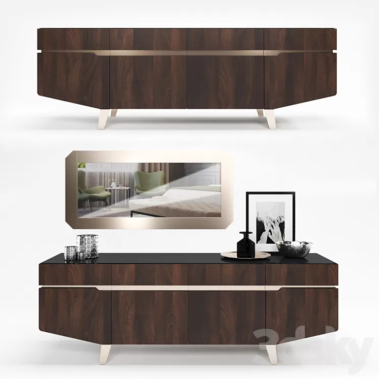 Furniture collection for living room Accademia Dresser + Mirror 3D Model Furniture collection for living room Accademia Dresser + Mirror 3D Model