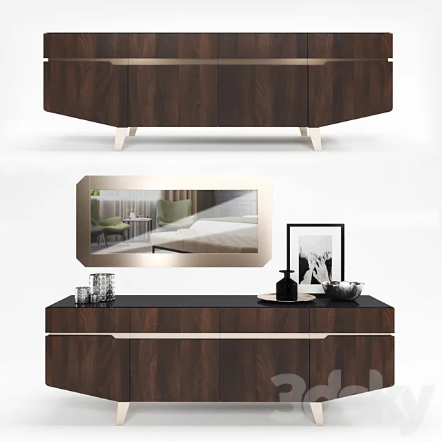 Furniture collection for living room Accademia Dresser + Mirror 3DModel Furniture collection for living room Accademia Dresser + Mirror 3DModel