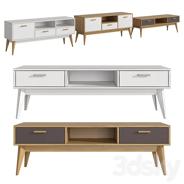 Furniture collection Nordic Scandi _ Snow _ Gray No. 2 TV stands 3D Model Furniture collection Nordic Scandi _ Snow _ Gray No. 2 TV stands 3D Model