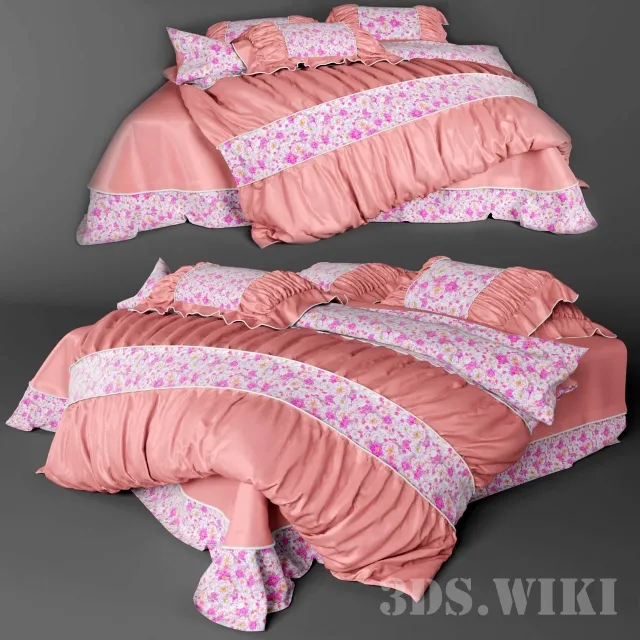 furniture – Colored bed linen for the bed 3D Model