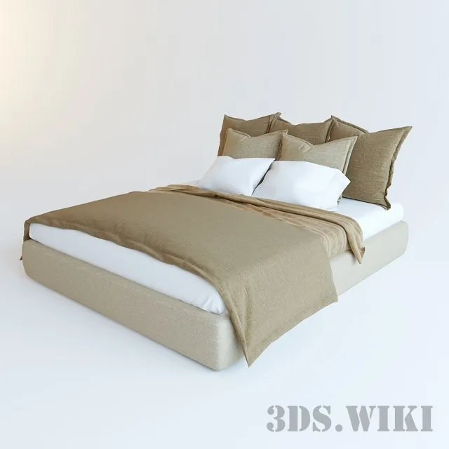 furniture – Compact bed with linens 3D Model