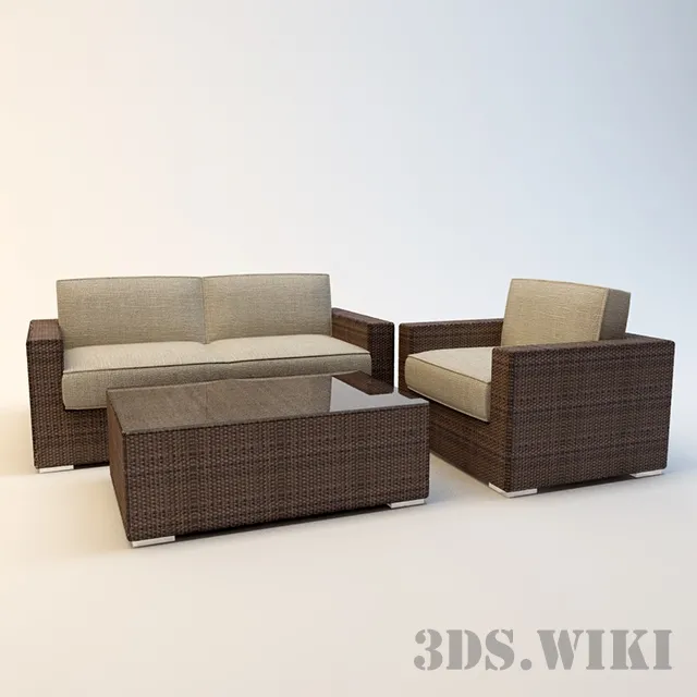 furniture – Complex – Small sofa armchair and table 3D Model