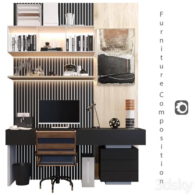 Furniture Composition 15 Corona 3D Model Furniture Composition 15 Corona 3D Model