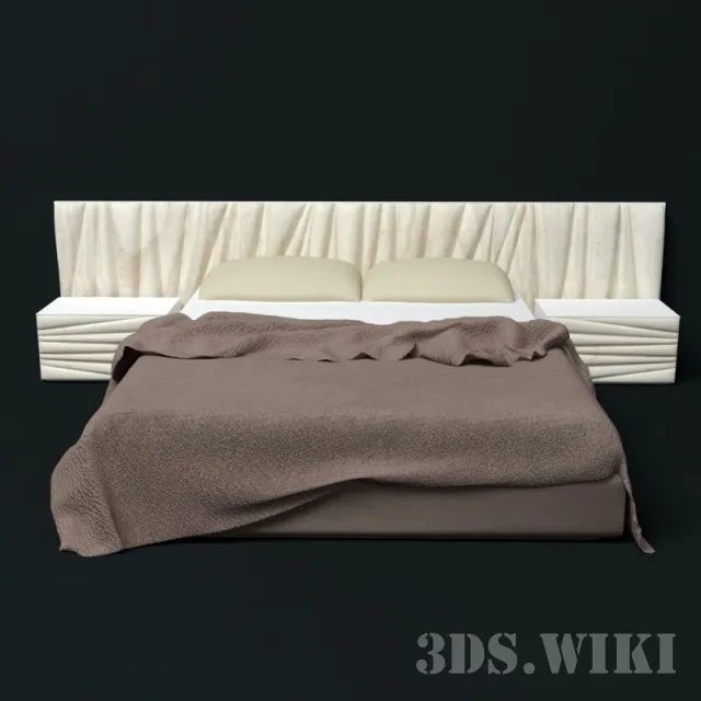 furniture – Contemporary Bed with Bedside Tables 3D Model