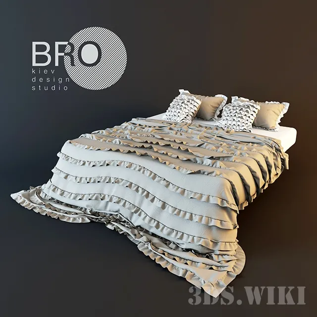 furniture – Contemporary bed with bedspread 3D Model