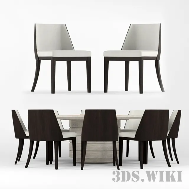 furniture – Contemporary round table with chairs 3D Model