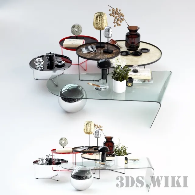 furniture – Contemporary tables with decorative set 3D Model