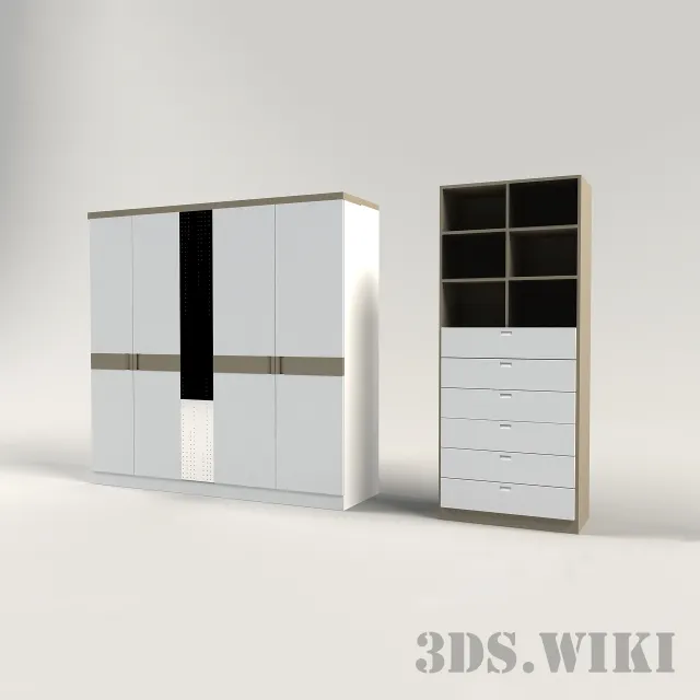 furniture – Contemporary wardrobe and shelves 3D Model