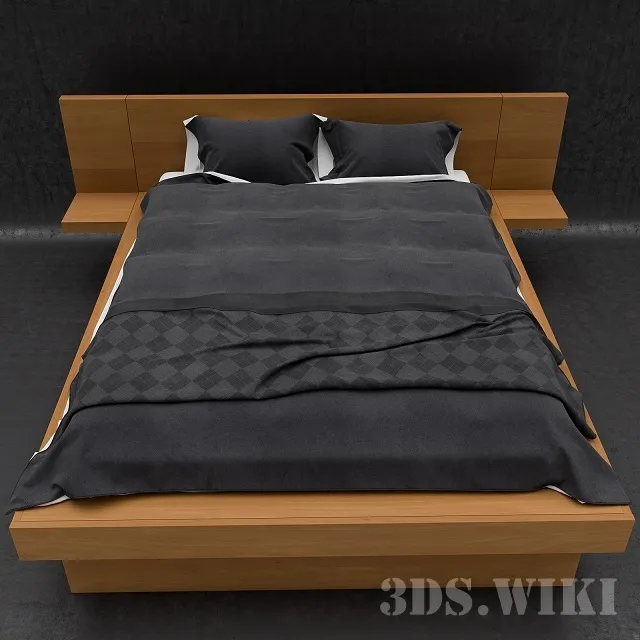 furniture – Contemporary wooden bed 3D Model