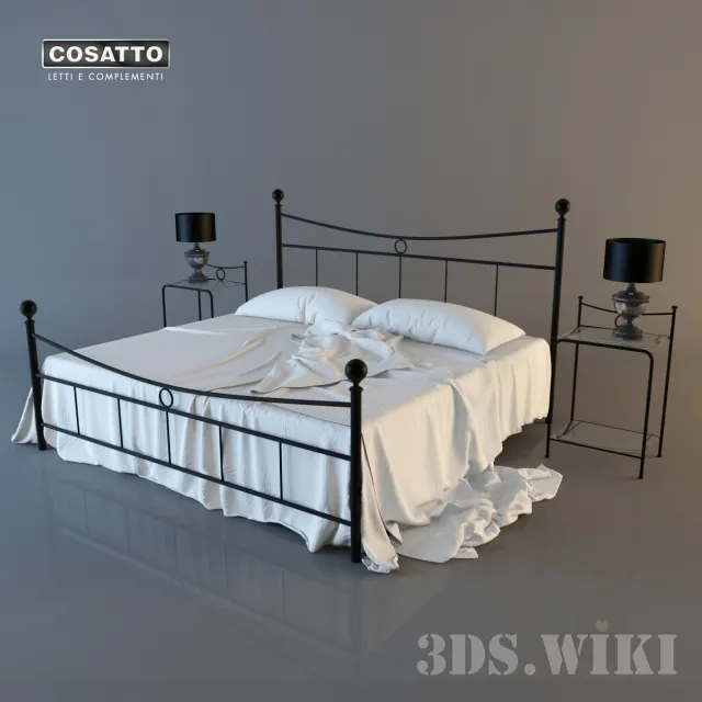 furniture – Cosatto Gabbiano double bed bedside tables and lamps 3D Model