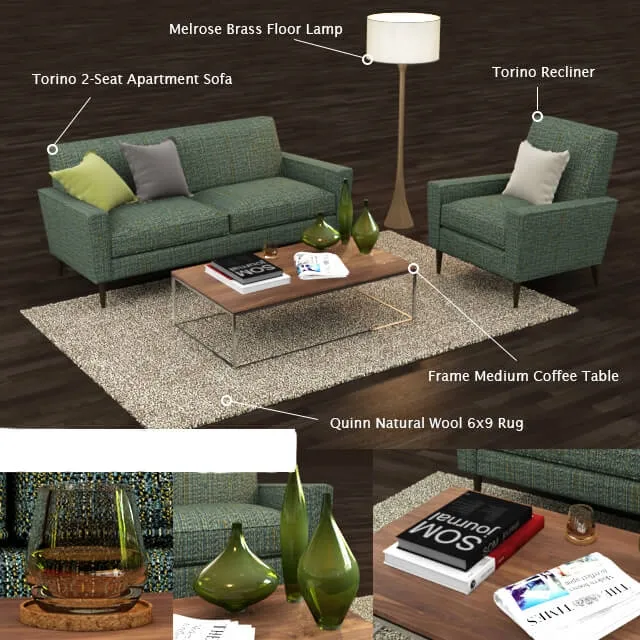 furniture – Crate and Barrel Torino Apartment sofa 3D Model furniture – Crate and Barrel Torino Apartment sofa 3D Model