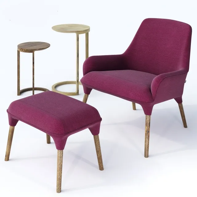 furniture – CULT – Plum armchair and Cult – Nest tables 3D Model