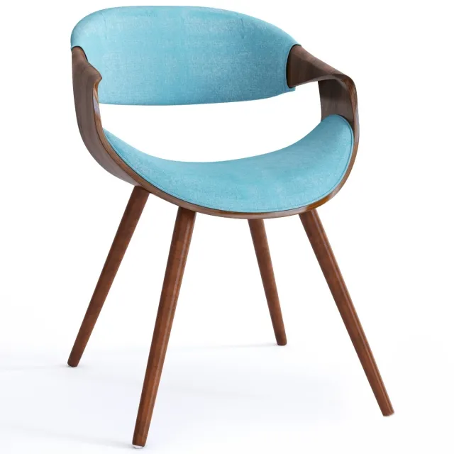 furniture – Curvo Mid Century Modern Chair in Walnut Wood 3D Model