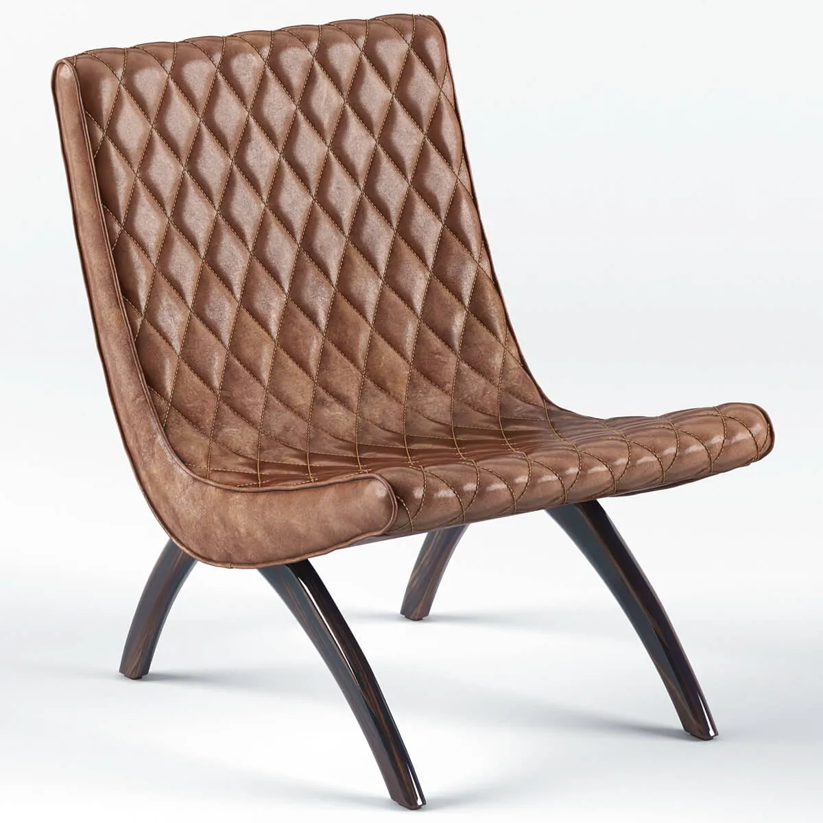 furniture – Danforth Mid century modern chestnut quilted leather chair 3D Model