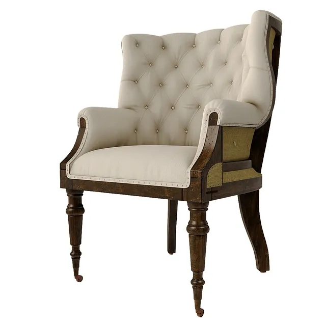 furniture – Deconstructed linen wing chair 3D Model