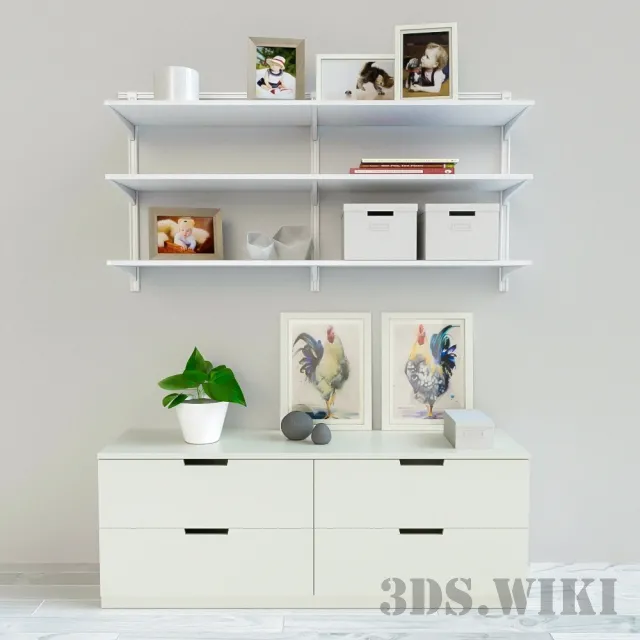 furniture – Decorative set on the cabinet and on the shelves 3D Model