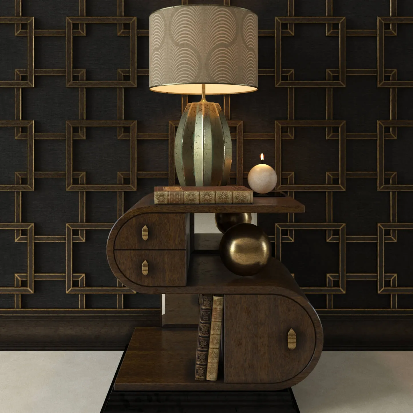 furniture – Decorative set with bedside tables 3D Model