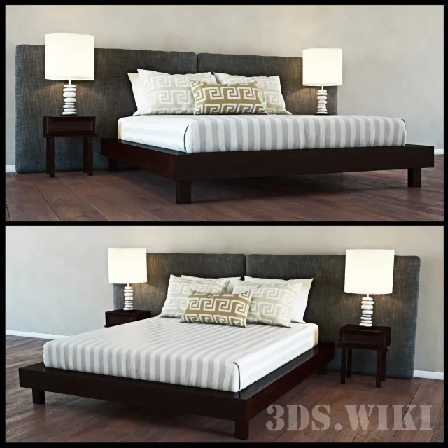 furniture – Designer bed with soft headboard 3D Model