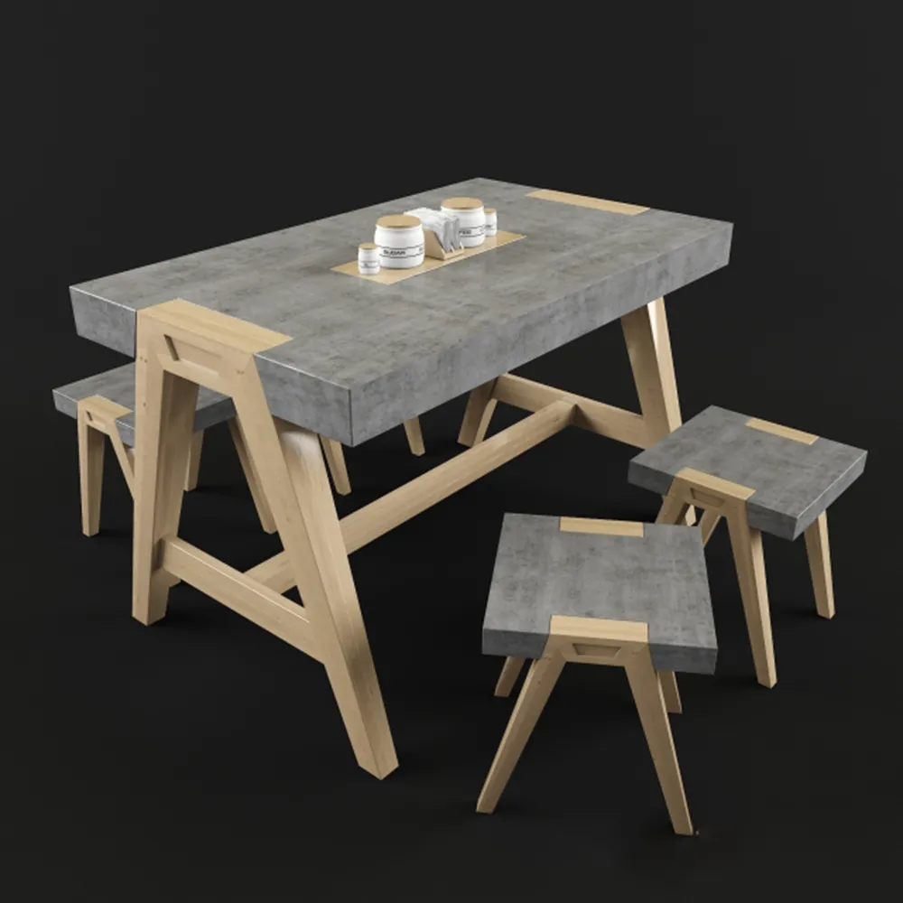 furniture – Designer coffee table with chairs 3D Model