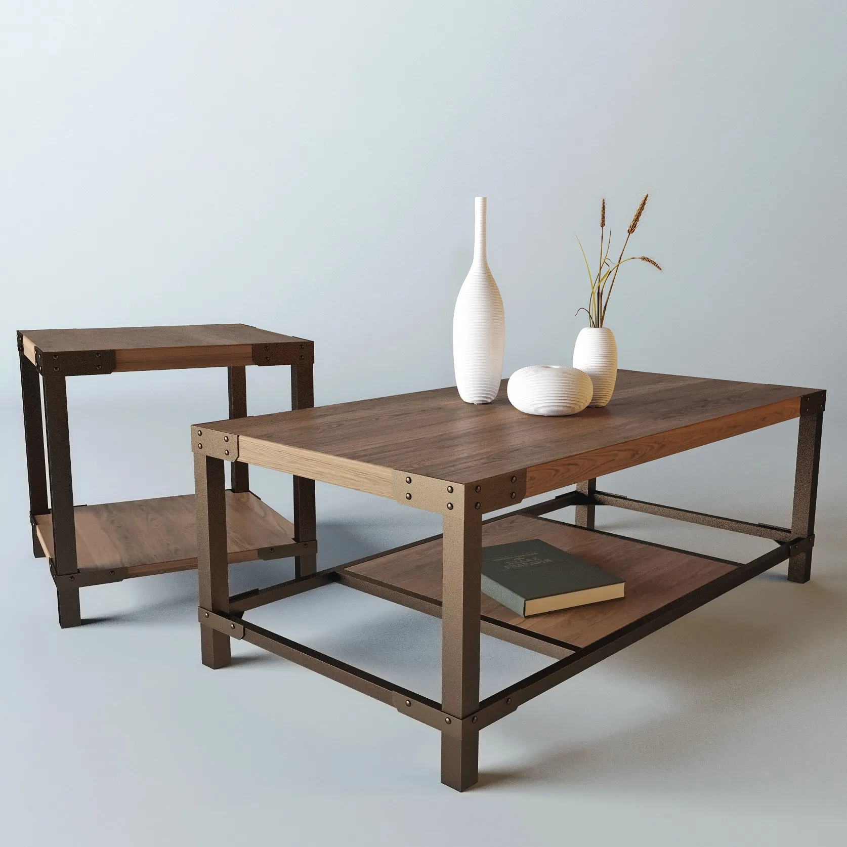 furniture – Dexifield table set of 2 (Ashley) with decor 3D Model