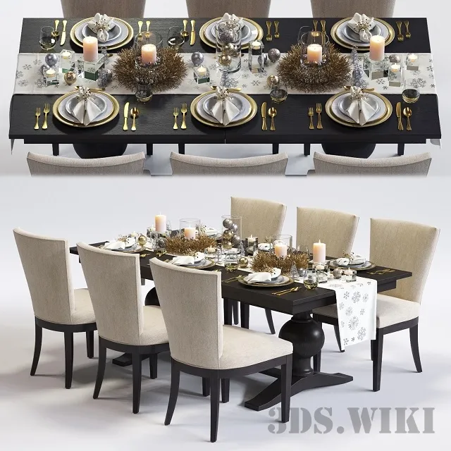 furniture – Dining group – Winnetka table and C&B Clayton chair 3D Model